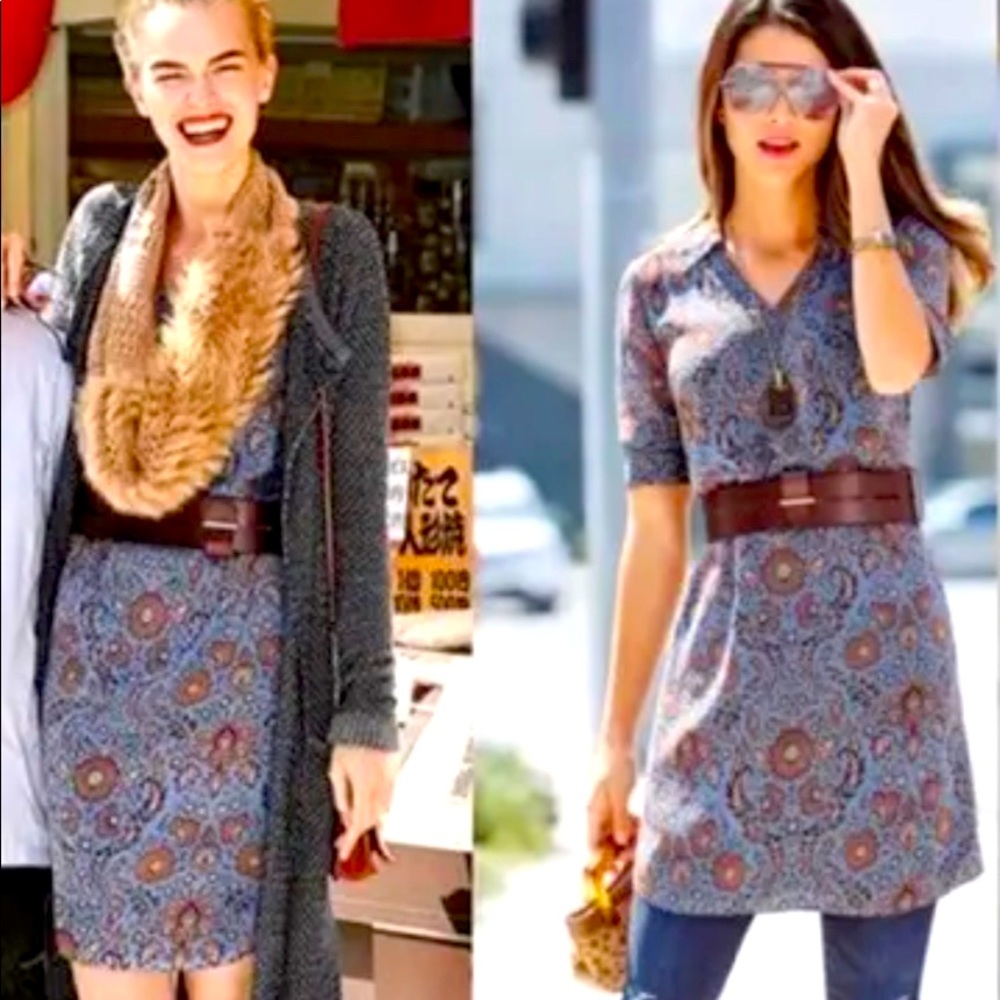 CABI PROVINCIAL BLUE FLORAL BOHO SHIFT DRESS - MEDIUM - LIKE NEW